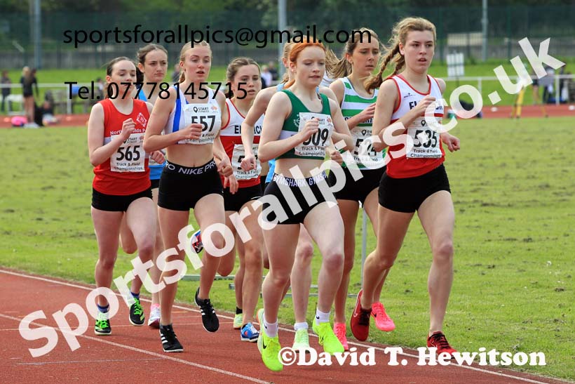 Womens Under-17s 1500 metres, 2023 North Eastern Track and Field Champs., Middlesbrough Sports Village, Middlesbrough. Photo: David T. Hewitson/Sports for All Pics